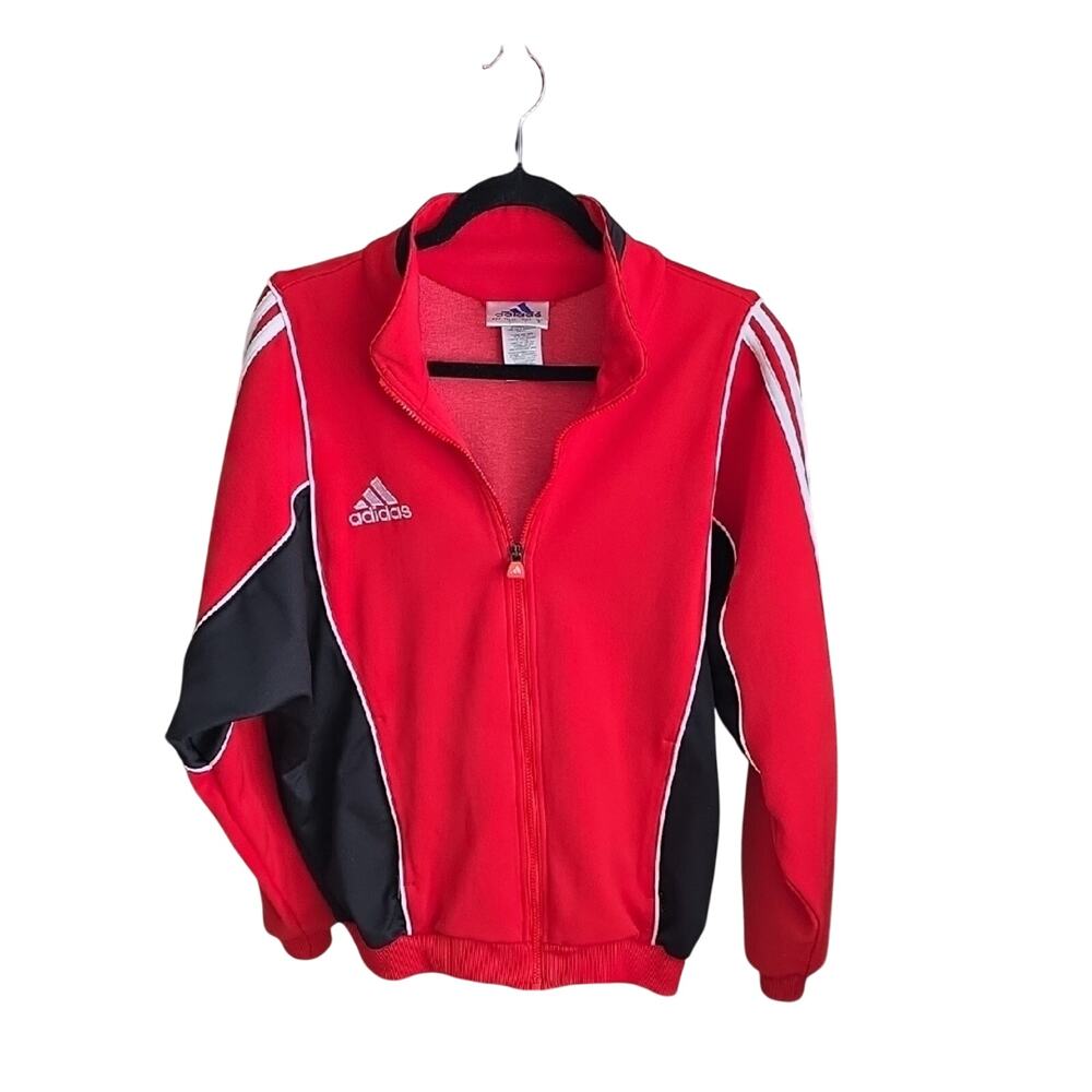 Adidas Red and Black Colorblack Full Zip Retro Y2K Track Jacket Mens Size Large